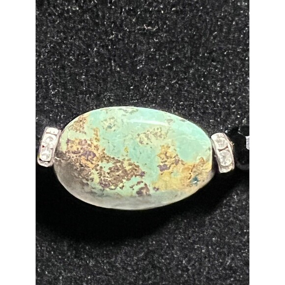 Vintage Rachel Abroms Choker Necklace Black Crystals Turquoise Pendant 14.5” - Picture 6 of 9